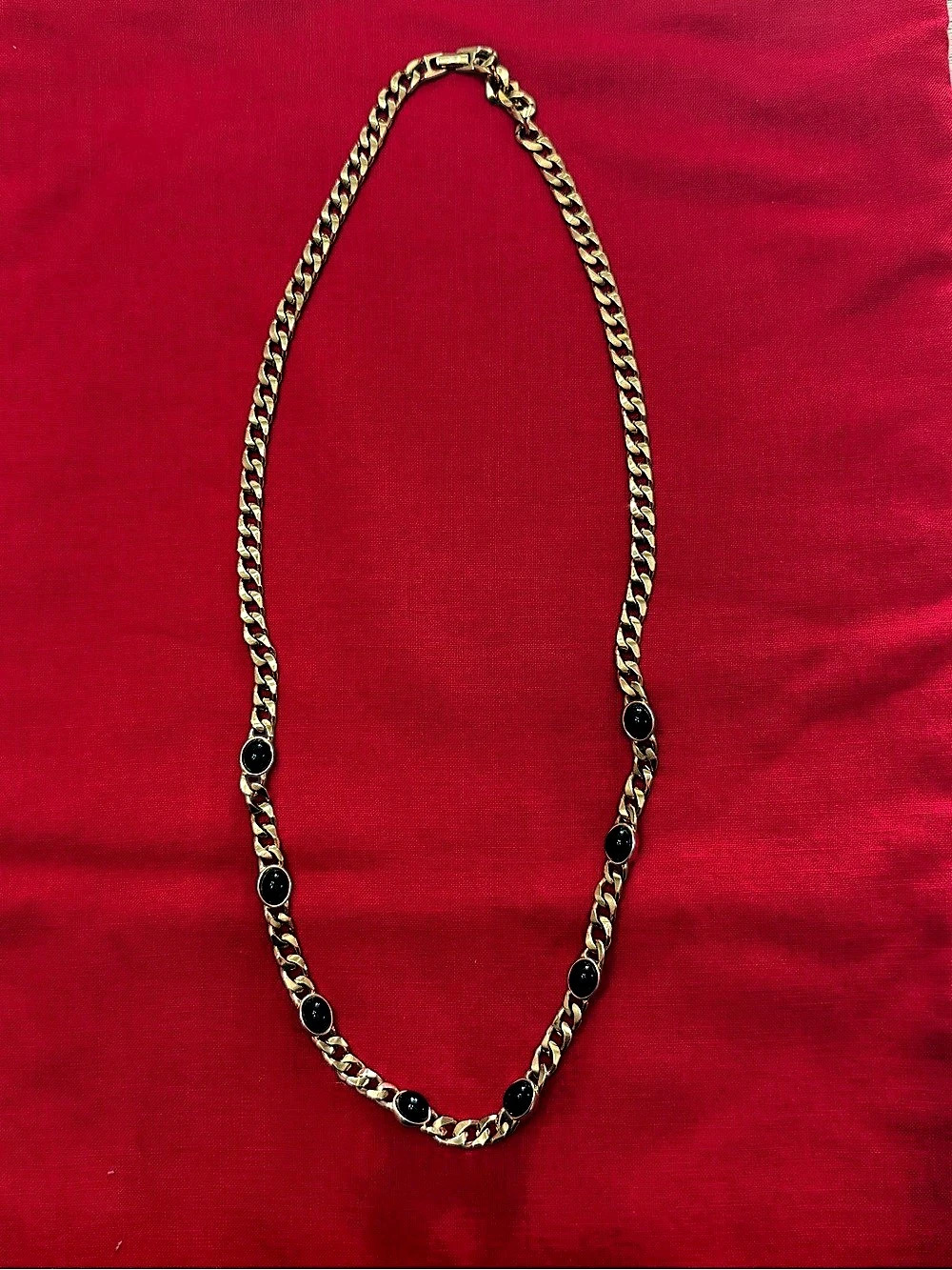 Monet Gold-Tone Black Beaded Necklace - Vintage